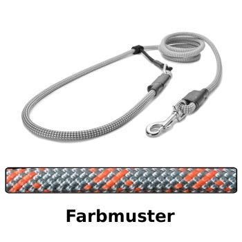 EASYLONG Hundeleine - M - 2,5m - grau mit orangen Kreuzen